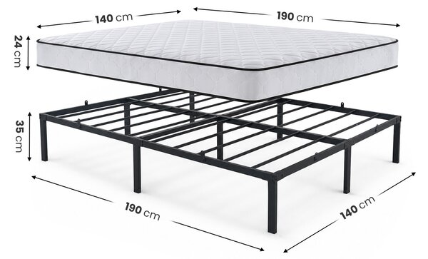 NovýNábytok.sk Manželská posteľ 140x200 cm Mettala (čierna) (s roštom) . Akcia -18%. Vlastná spoľahlivá doprava až k Vám domov. 1159752
