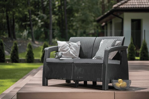 Záhradná pohovka GREEK LOVE SEAT | grafit