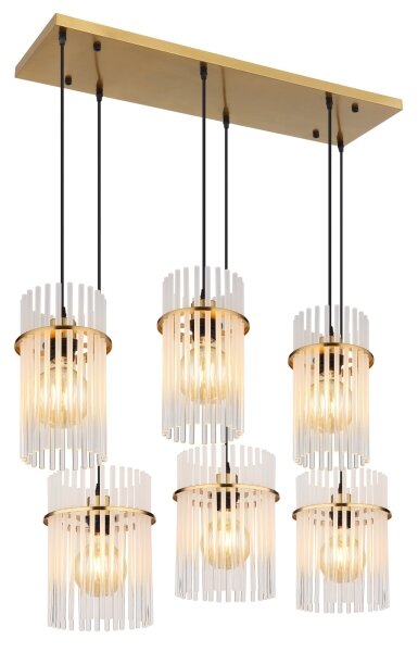 Globo 15698-6HM - Luster na lanku GORLEY 6xE27/60W/230V zlatý