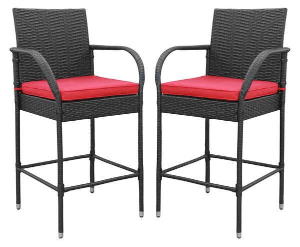 Aga 2x Ratanová barová stolička s područkami Červená