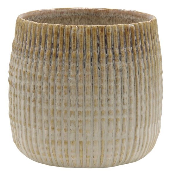 Latté obal na kvetináč s vrúbkovaným vzorom Gaston - Ø 12*11 cm - Chic Antique