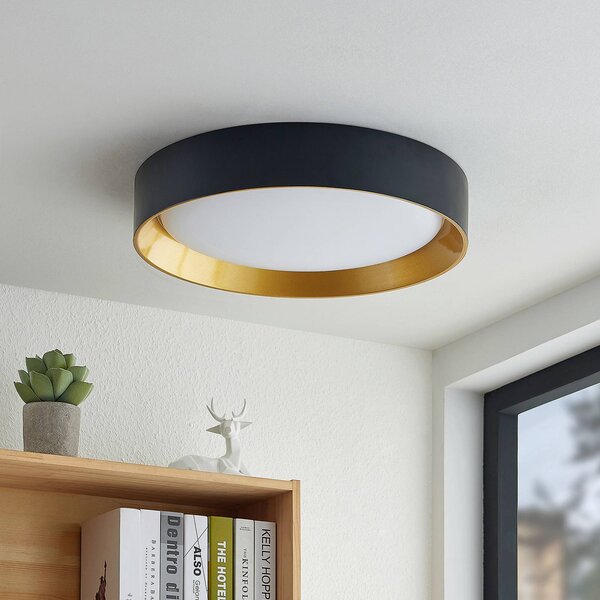 Lindby Kambia stropné LED svietidlo, 55 cm, Čierna, Obývacia izba / jedáleň, Hliník, Moderný, Závesné svietidlo
