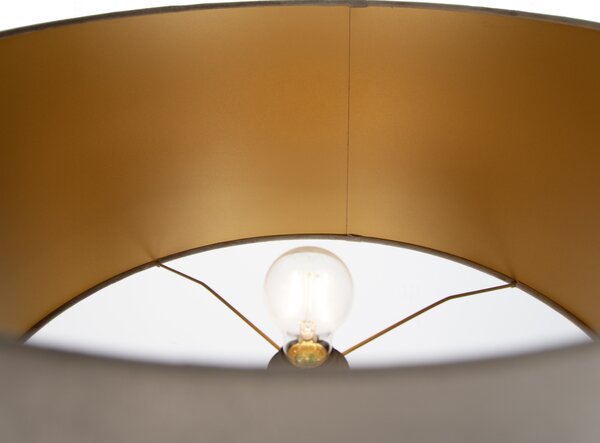 Japandi stojaca lampa béžová s taupe tienidlom a zlatým interiérom 50cm - Simplo