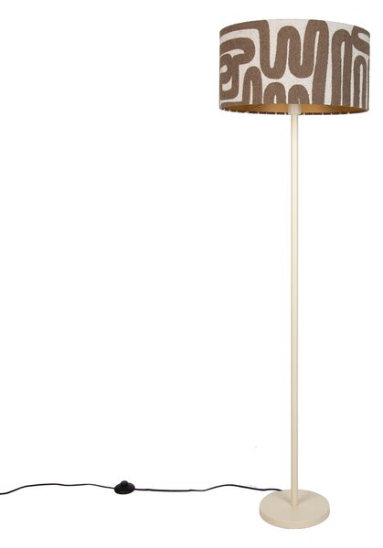 Japandi stojaca lampa béžová s hnedým a béžovým pruhovaným tienidlom 50cm - Simplo