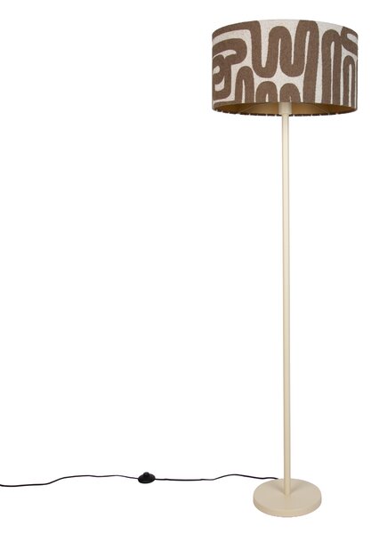 Japandi stojaca lampa béžová s hnedým a béžovým pruhovaným tienidlom 50cm - Simplo