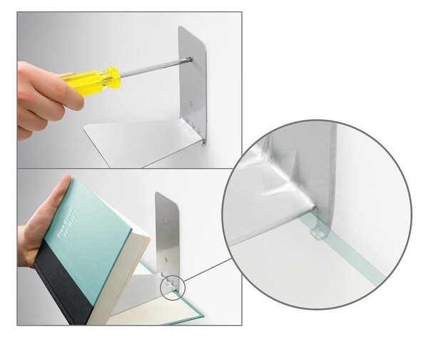 Kovové police v súprave 3 ks v striebornej farbe 18 cm Conceal – Umbra