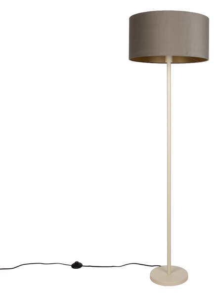 Japandi stojaca lampa béžová s taupe tienidlom a zlatým interiérom 50cm - Simplo