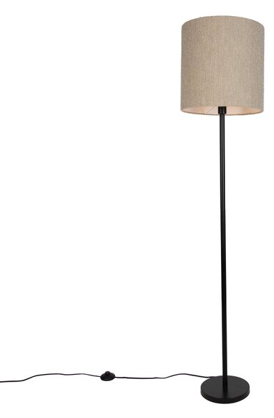 Moderná stojaca lampa čierna s béžovým buklé tienidlom 40 cm - Simplo