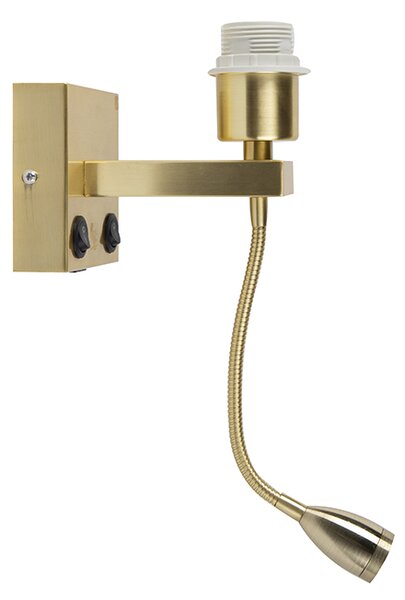 Art Deco nástenná lampa zlatá s USB a flexibilným ramenom - Brescia Combi