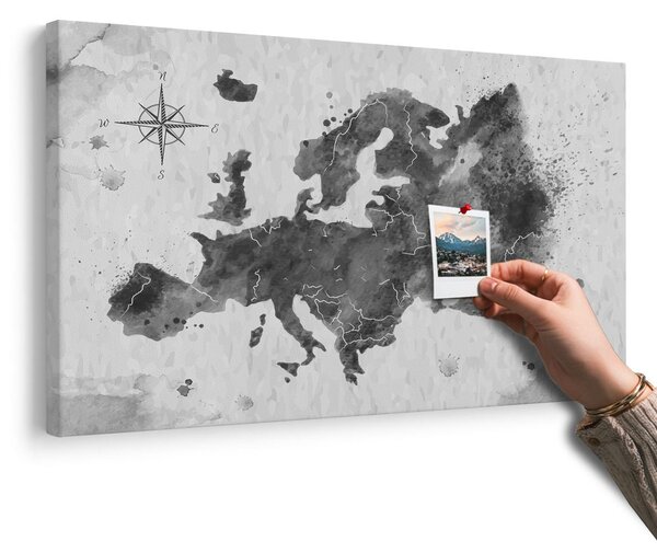 Obraz na korku retro mapa Európy v čiernobielom prevedení