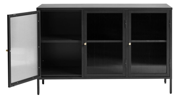 Čierna kovová vitrína 132x85 cm Bronco - Unique Furniture