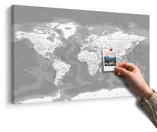 Obraz na korku štýlová čiernobiela mapa sveta