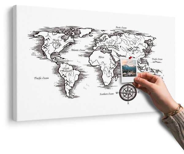 Obraz na korku mapa sveta v nádhernom prevedení