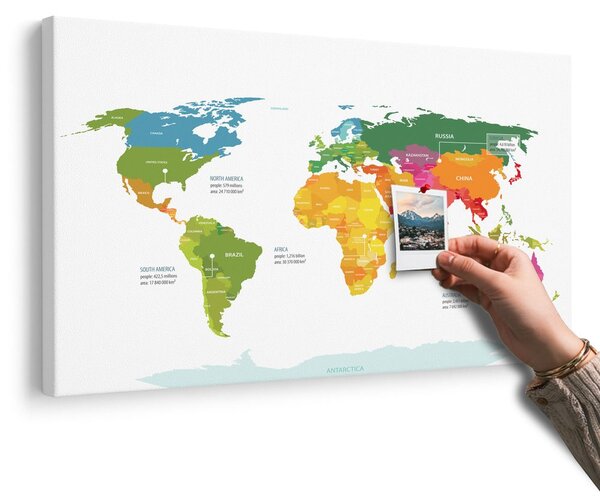 Obraz na korku výnimočná mapa sveta s bielym pozadím