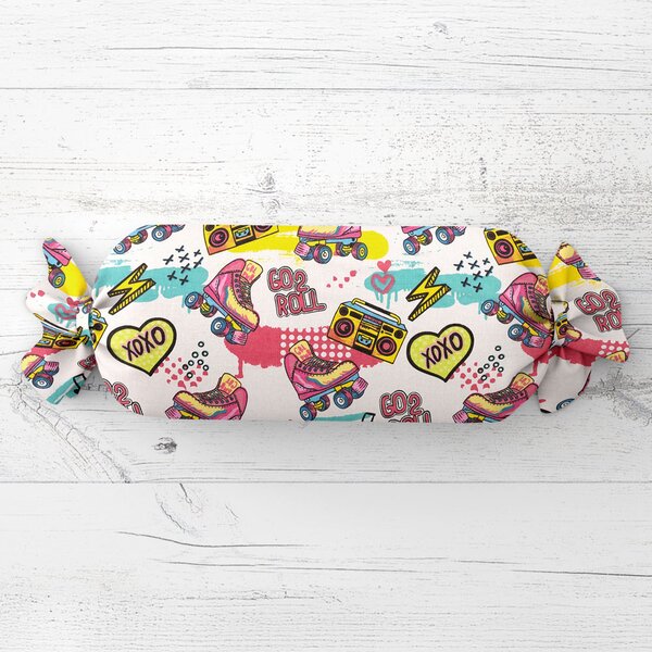 Biante Detský vankúš valec bonbon Sandra SA-604 Ružový retro štýl 15x40 cm
