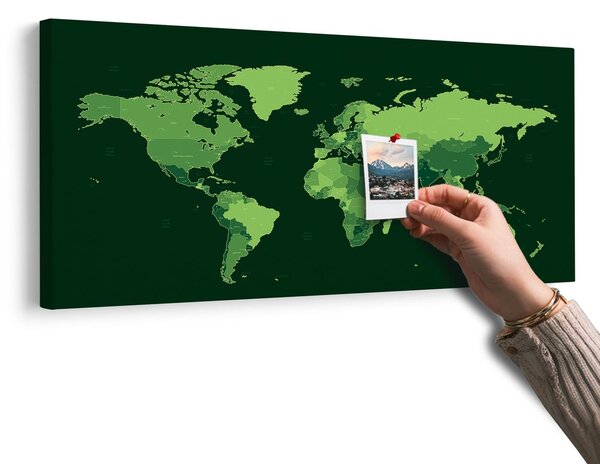 Obraz na korku detailná mapa sveta v zelenej farbe