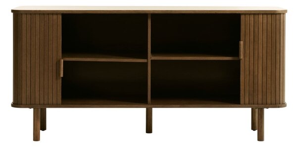 Hnedá nízka komoda v dekore duba s posuvnými dverami 76x160 cm Cavo – Unique Furniture