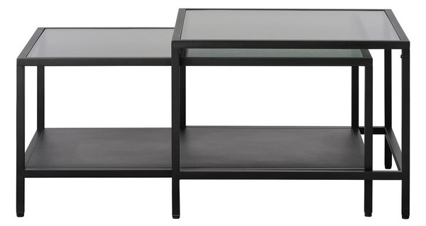 Čierne sklenené konferenčné stolíky v súprave 2 ks 60x60 cm Bronco – Unique Furniture