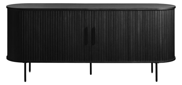Čierna nízka komoda v dekore duba s posuvnými dverami 76x180 cm Nola – Unique Furniture