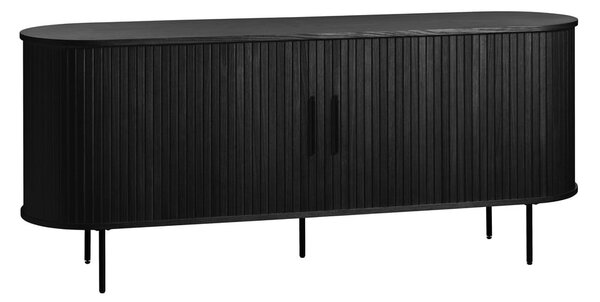 Čierna nízka komoda v dekore duba s posuvnými dverami 76x180 cm Nola – Unique Furniture