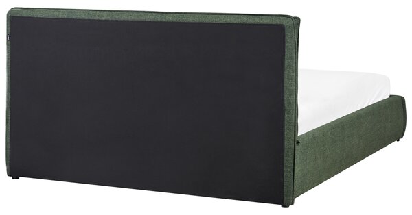 Posteľ tmavozelená látkové čalúnenie 160 x 200 cm s úložným priestorom čalúnené čelo moderný štýl spálňa