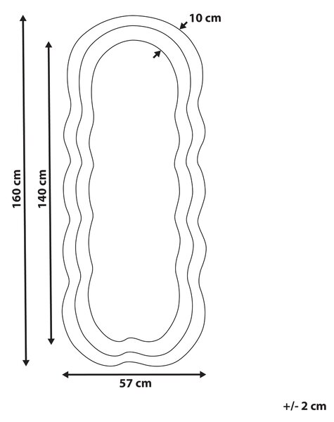 Nástenné zrkadlo modré MDF zamatový rám sklo 57 x 160 cm nepravidelný tvar závesné na stenu moderný štýl