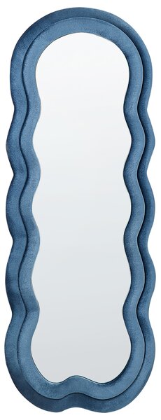 Nástenné zrkadlo modré MDF zamatový rám sklo 57 x 160 cm nepravidelný tvar závesné na stenu moderný štýl