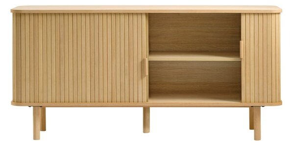 Nízka komoda v dekore duba s posuvnými dverami v prírodnej farbe 76x160 cm Cavo – Unique Furniture