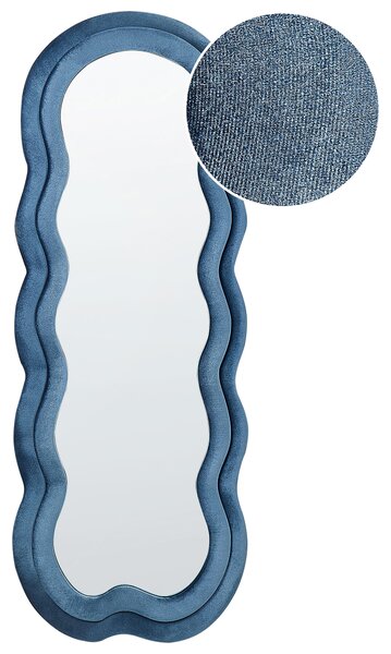 Nástenné zrkadlo modré MDF zamatový rám sklo 57 x 160 cm nepravidelný tvar závesné na stenu moderný štýl
