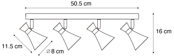 Moderné stropné bodové svietidlo čierne 4-svetlá otočné a naklápacie - Triangle