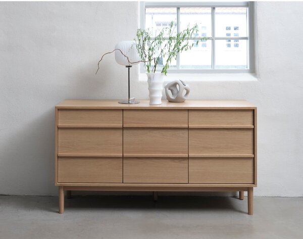Nízka komoda v dekore duba v prírodnej farbe 75x140 cm Ponza – Unique Furniture
