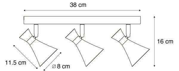 Moderné stropné bodové svietidlo čierne 3-svetelné nastaviteľné - Triangle