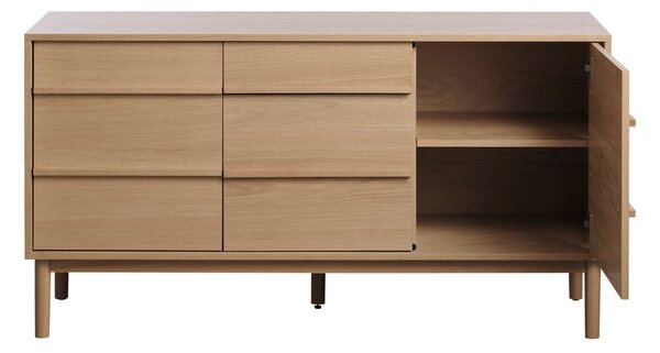 Nízka komoda v dekore duba v prírodnej farbe 75x140 cm Ponza – Unique Furniture