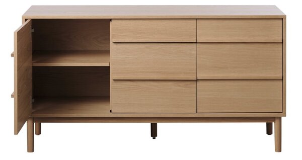 Nízka komoda v dekore duba v prírodnej farbe 75x140 cm Ponza – Unique Furniture