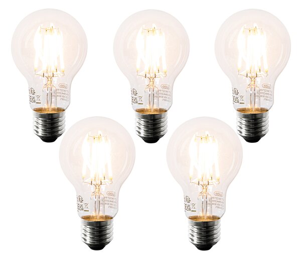 Sada 5 LED žiaroviek E27 A60 číre 6W 630lm 2200K