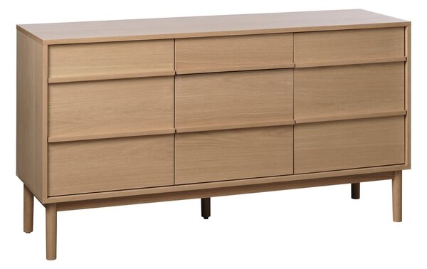 Nízka komoda v dekore duba v prírodnej farbe 75x140 cm Ponza – Unique Furniture