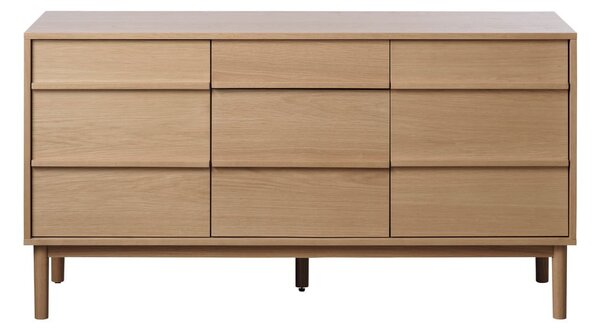 Nízka komoda v dekore duba v prírodnej farbe 75x140 cm Ponza – Unique Furniture