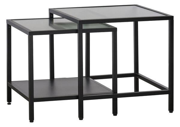 Sklenené odkladacie stolíky v súprave 2 ks 50x50 cm Bronco – Unique Furniture