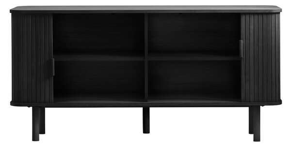 Čierna nízka komoda v dekore duba s posuvnými dverami 76x160 cm Cavo – Unique Furniture