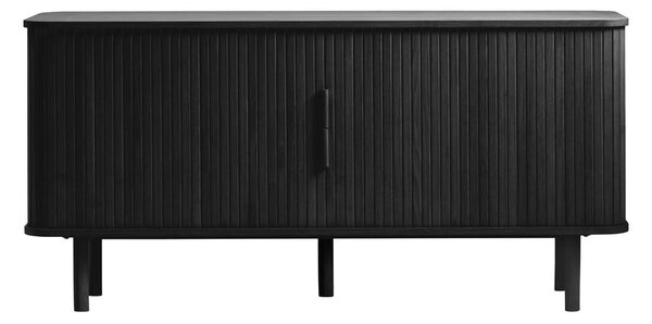 Čierna nízka komoda v dekore duba s posuvnými dverami 76x160 cm Cavo – Unique Furniture