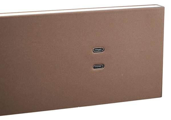 Moderné nástenné svietidlo tmavý bronz nastaviteľné s USB-C vrátane LED - Modric