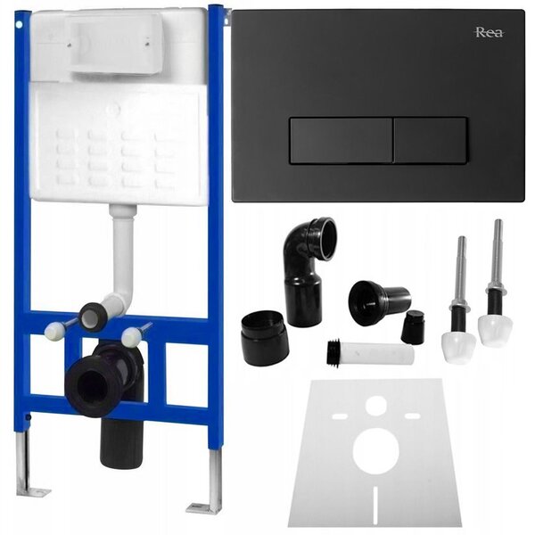 Rea Ultra Slim, podomietkový systém pre závesné WC a čierne tlačidlo typ H, KPL-90006