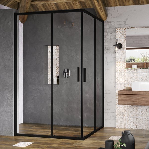 Ravak - Sprchové dvere Blix Slim BLSRV2K-80 - čierna, transparentné sklo