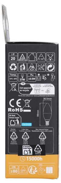LED RGBW žiarovka C37, pätica E14, 4,8 W, 230 V, 3000 K, s diaľkovým ovládaním - Aigostar