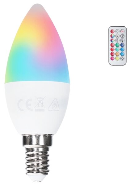 Aigostar - LED RGBW Stmievateľná žiarovka C37 E14/6W/230V 3000K + diaľkové ovládanie