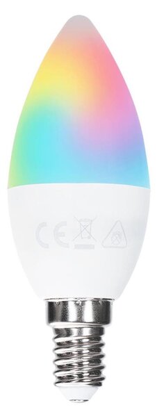 LED RGBW žiarovka C37, pätica E14, 4,8 W, 230 V, 3000 K, s diaľkovým ovládaním - Aigostar