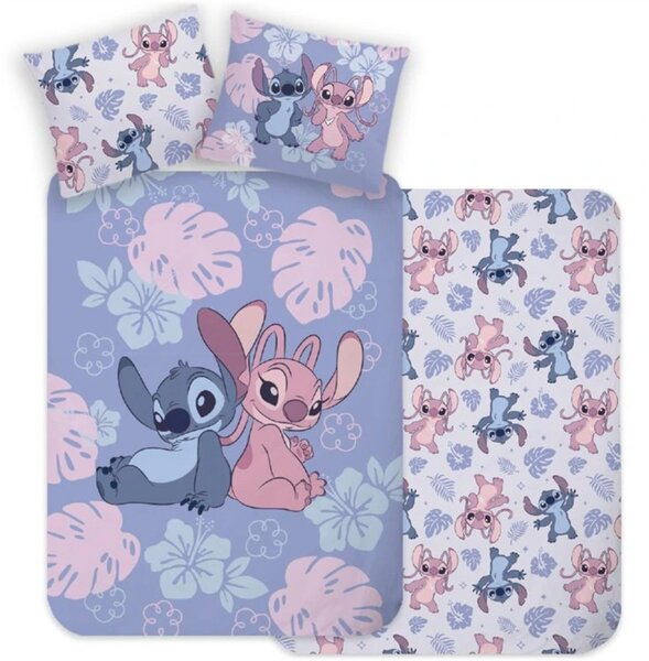 Bavlnené posteľné obliečky Lilo & Stitch - motív Stitch a Angel - 100% bavlna - 70x90 cm + 140x200 cm
