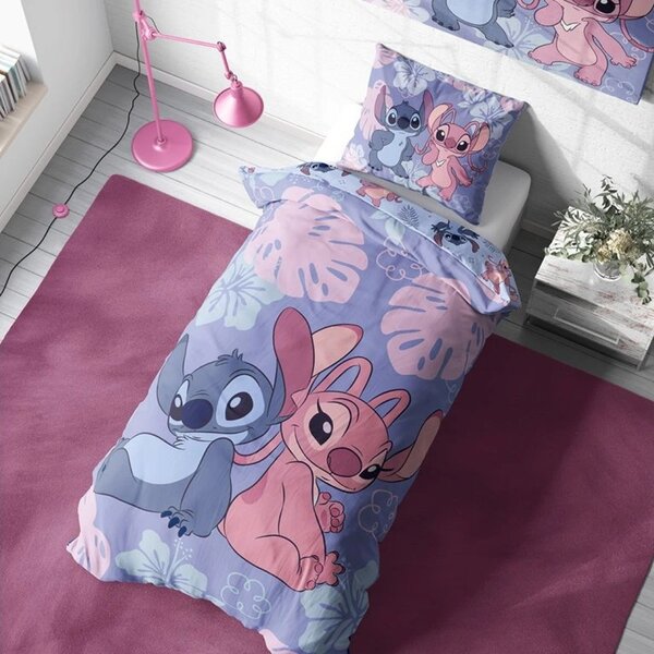 Bavlnené posteľné obliečky Lilo & Stitch - motív Stitch a Angel - 100% bavlna - 70x90 cm + 140x200 cm