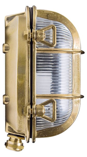 Moretti Luce Nástenné svetlo Tortuga ovál 17cm prírodná/číra, Mosadz / zlato, Mosadz, Prímorský, Nástenné svietidlo