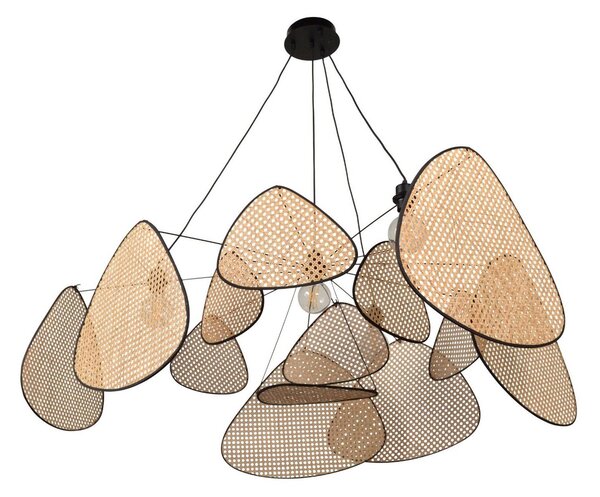 MARKET SET závesné svietidlo Screen XXL, 90 cm, prírodné, ratan, Čierna, Obývacia izba / jedáleň, Drevo, Dizajn, Závesné svietidlo